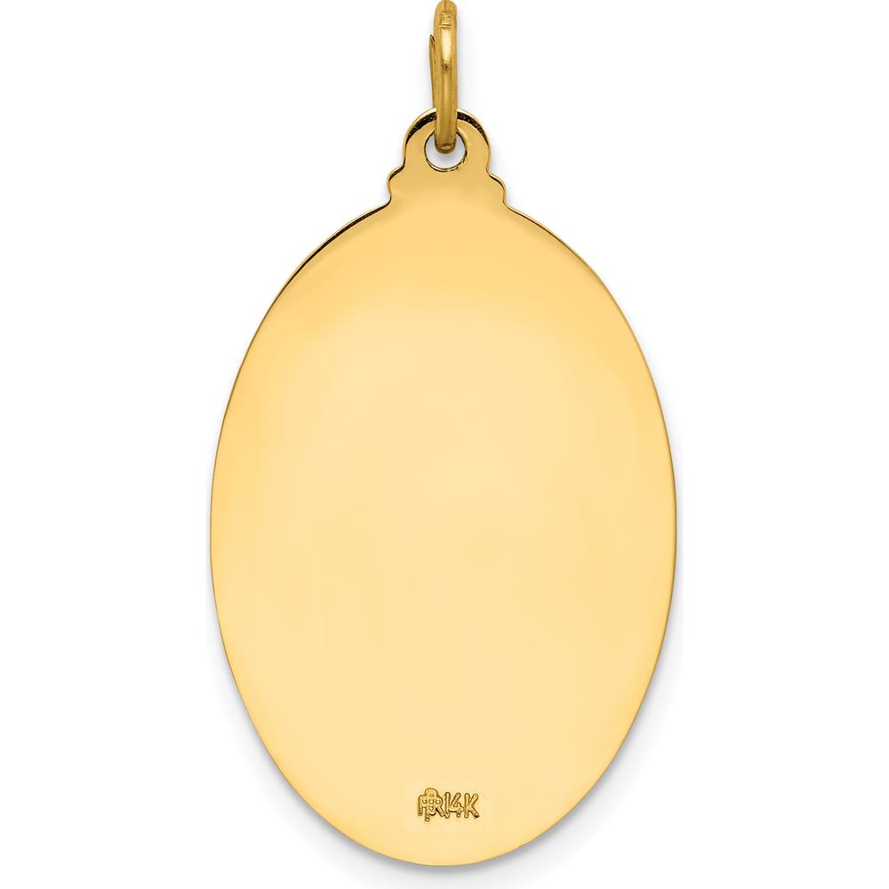 14K Yellow Gold Polished and Satin St. Anthony Oval Medal Pendant - 29mm Length by Oro Pregiato