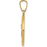 14K Yellow Gold Polished and Satin St. Barbara Medal Pendant - 22mm Length by Oro Pregiato