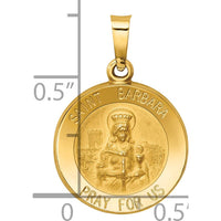 14K Yellow Gold Polished and Satin St. Barbara Medal Pendant - 22mm Length by Oro Pregiato