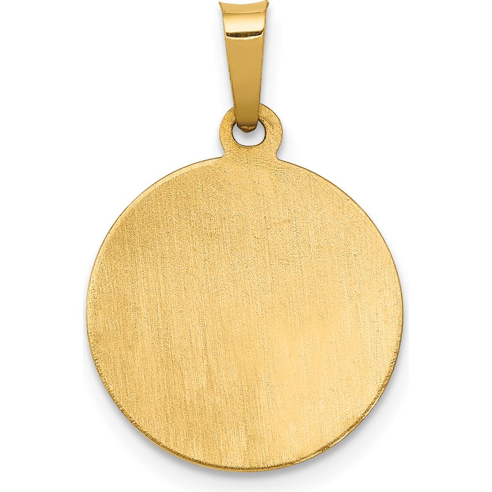 14K Yellow Gold Polished and Satin St. Barbara Medal Pendant - 22mm Length by Oro Pregiato
