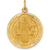 14K Yellow Gold Polished and Satin St. Benedict Medal Reversible Pendant - Faith-Inspired Charm by Oro Pregiato