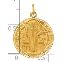14K Yellow Gold Polished and Satin St. Benedict Medal Reversible Pendant - Faith-Inspired Charm by Oro Pregiato