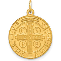 14K Yellow Gold Polished and Satin St. Benedict Medal Reversible Pendant - Faith-Inspired Charm by Oro Pregiato