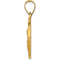 14K Yellow Gold Polished and Satin St. Catherine Hollow Medal Pendant - Meaningful Faith Charm by Oro Pregiato