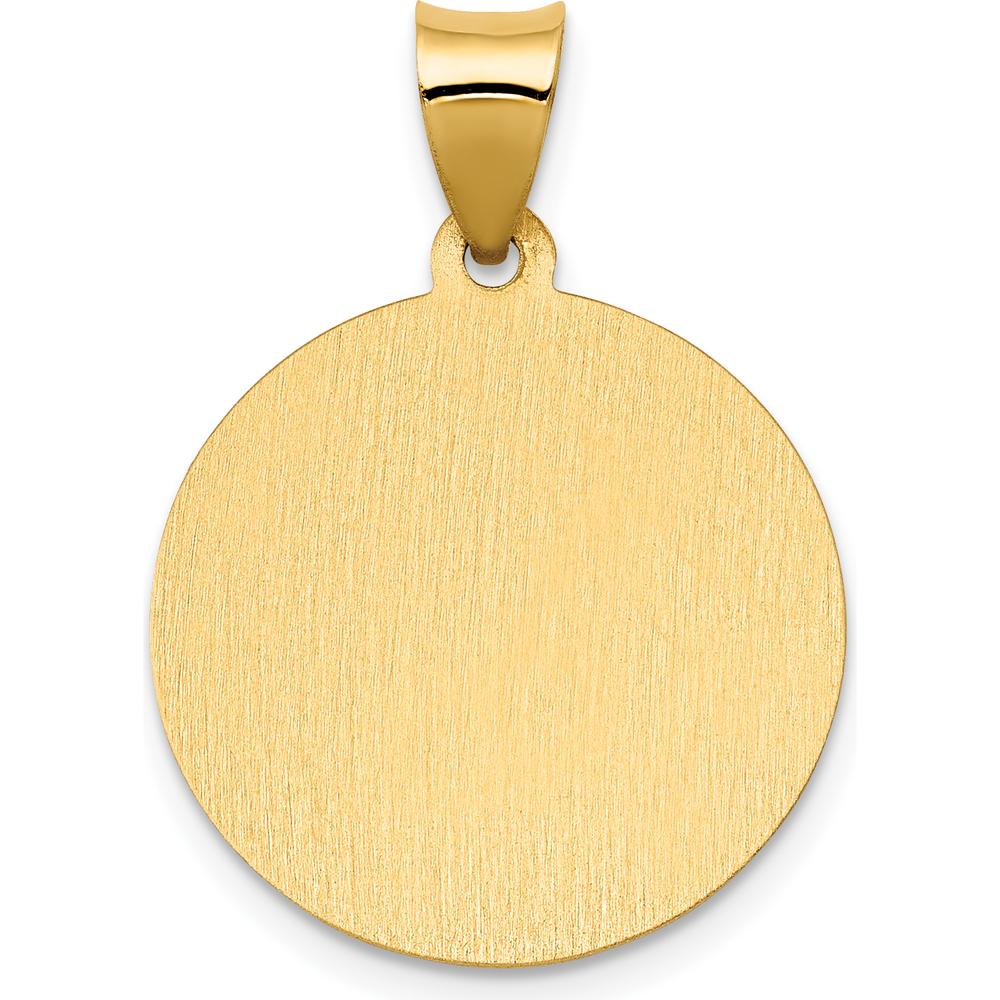 14K Yellow Gold Polished and Satin St. Catherine Hollow Medal Pendant - Meaningful Faith Charm by Oro Pregiato