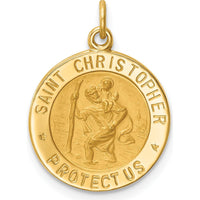 14K Yellow Gold Polished and Satin St. Christopher Medal Charm - 20mm Length by Oro Pregiato