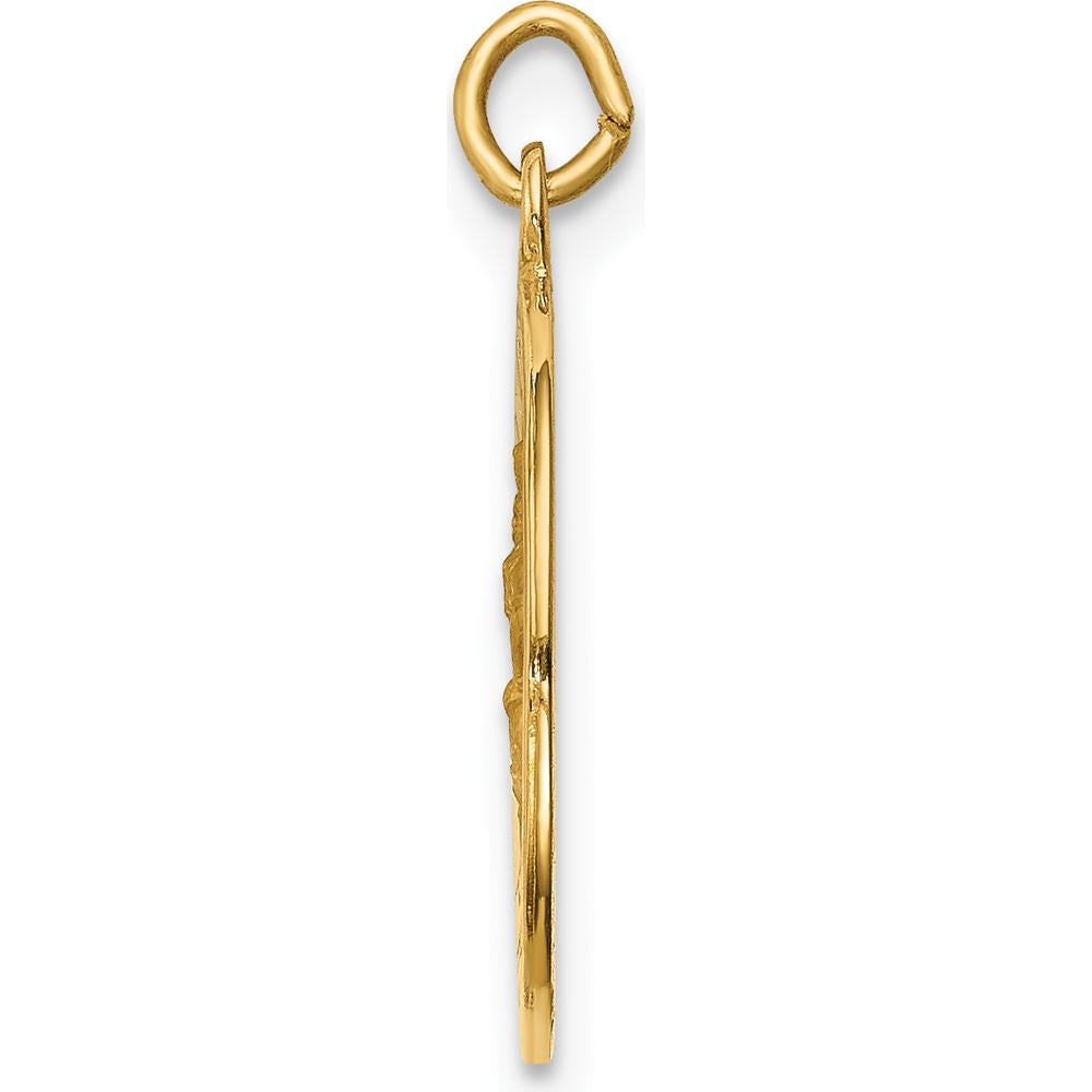 14K Yellow Gold Polished and Satin St. Christopher Medal Charm - 20mm Length by Oro Pregiato