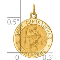 14K Yellow Gold Polished and Satin St. Christopher Medal Charm - 20mm Length by Oro Pregiato