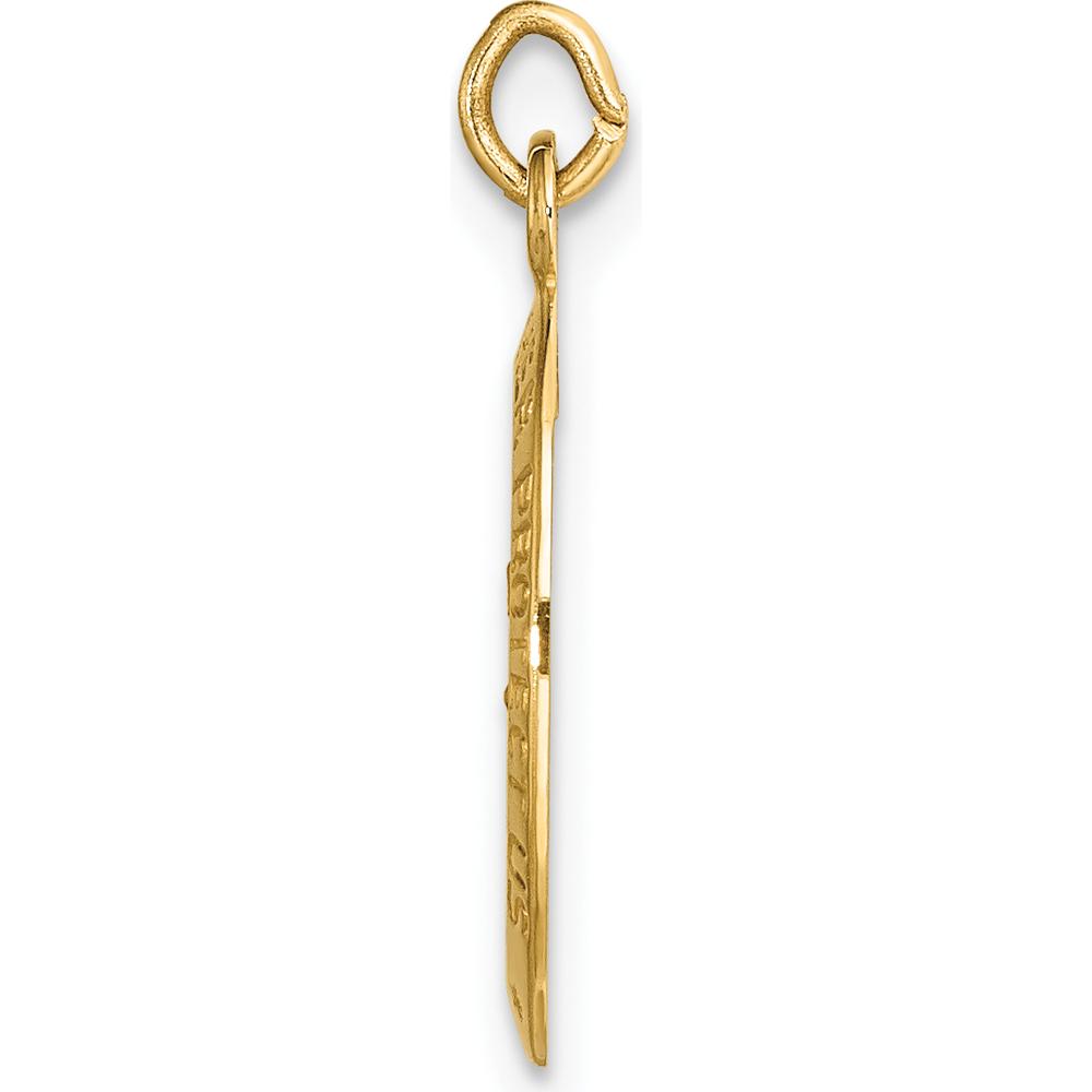 14K Yellow Gold Polished and Satin St. Christopher Medal Charm - Solid Design for Protection by Oro Pregiato