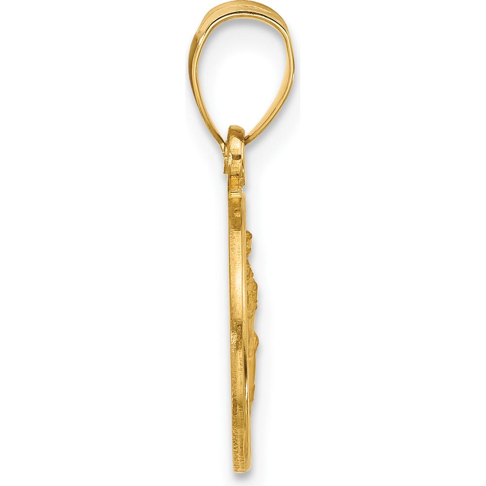 14K Yellow Gold Polished and Satin St. Christopher Medal Pendant - 21.1mm by Oro Pregiato