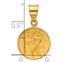 14K Yellow Gold Polished and Satin St. Christopher Medal Pendant - 21.1mm by Oro Pregiato
