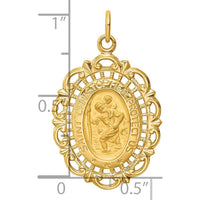 14K Yellow Gold Polished & Satin St. Christopher Medal Pendant - 28.75mm x 17.6mm by Oro Pregiato