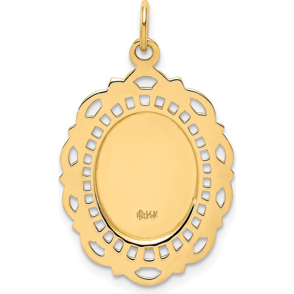 14K Yellow Gold Polished & Satin St. Christopher Medal Pendant - 28.75mm x 17.6mm by Oro Pregiato