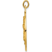 14K Yellow Gold Polished and Satin St. Christopher Medal Pendant - 30.75mm Length by Oro Pregiato
