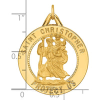 14K Yellow Gold Polished and Satin St. Christopher Medal Pendant - 30.75mm Length by Oro Pregiato