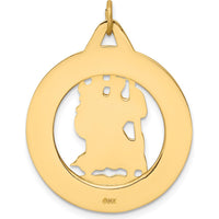 14K Yellow Gold Polished and Satin St. Christopher Medal Pendant - 30.75mm Length by Oro Pregiato