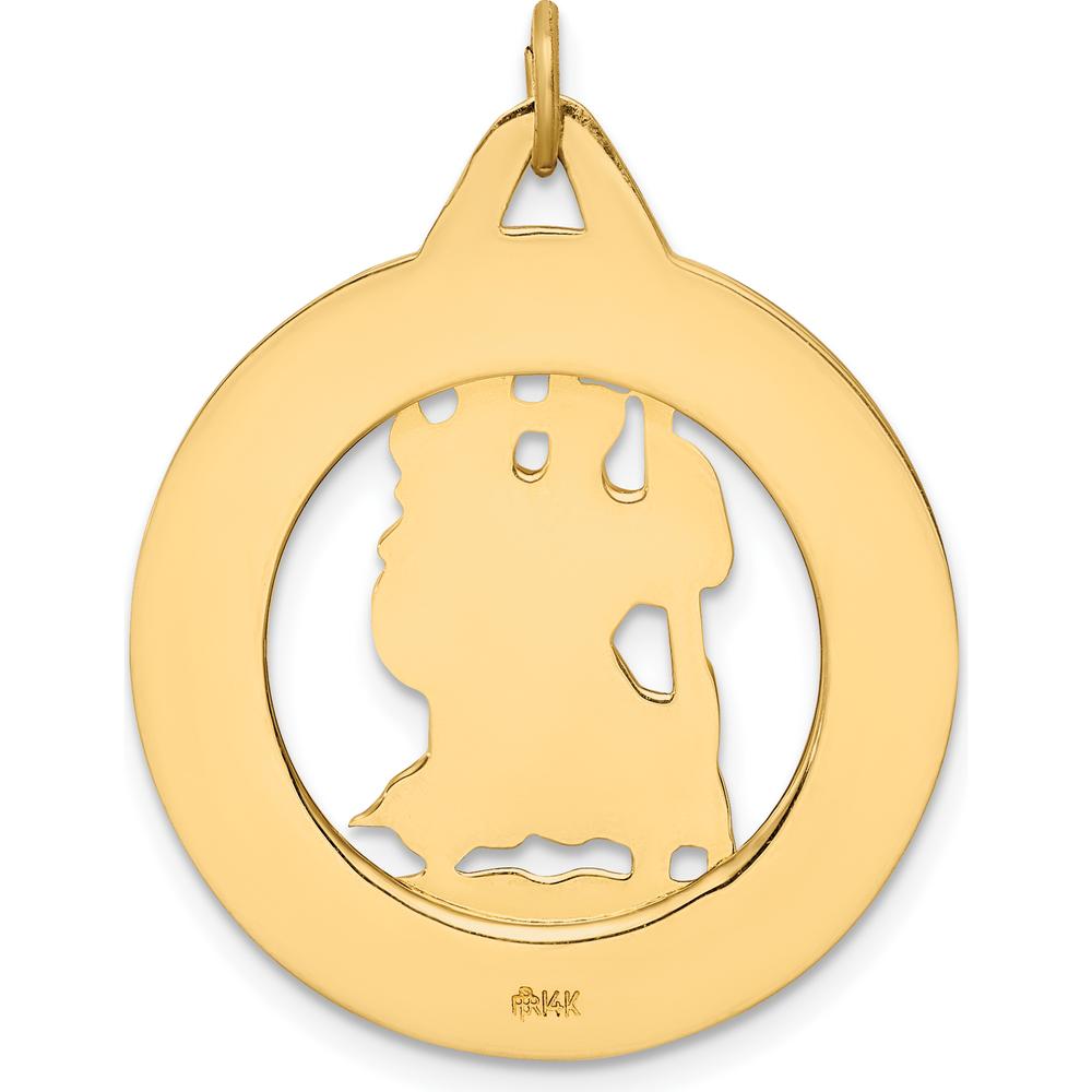 14K Yellow Gold Polished and Satin St. Christopher Medal Pendant - 30.75mm Length by Oro Pregiato