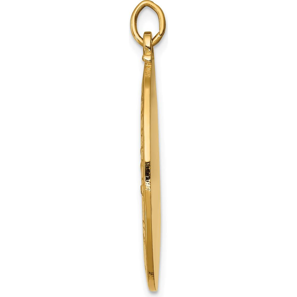 14K Yellow Gold Polished and Satin St. Christopher Medal Pendant - 31.5mm Length by Oro Pregiato