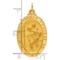 14K Yellow Gold Polished and Satin St. Christopher Medal Pendant - 31.5mm Length by Oro Pregiato