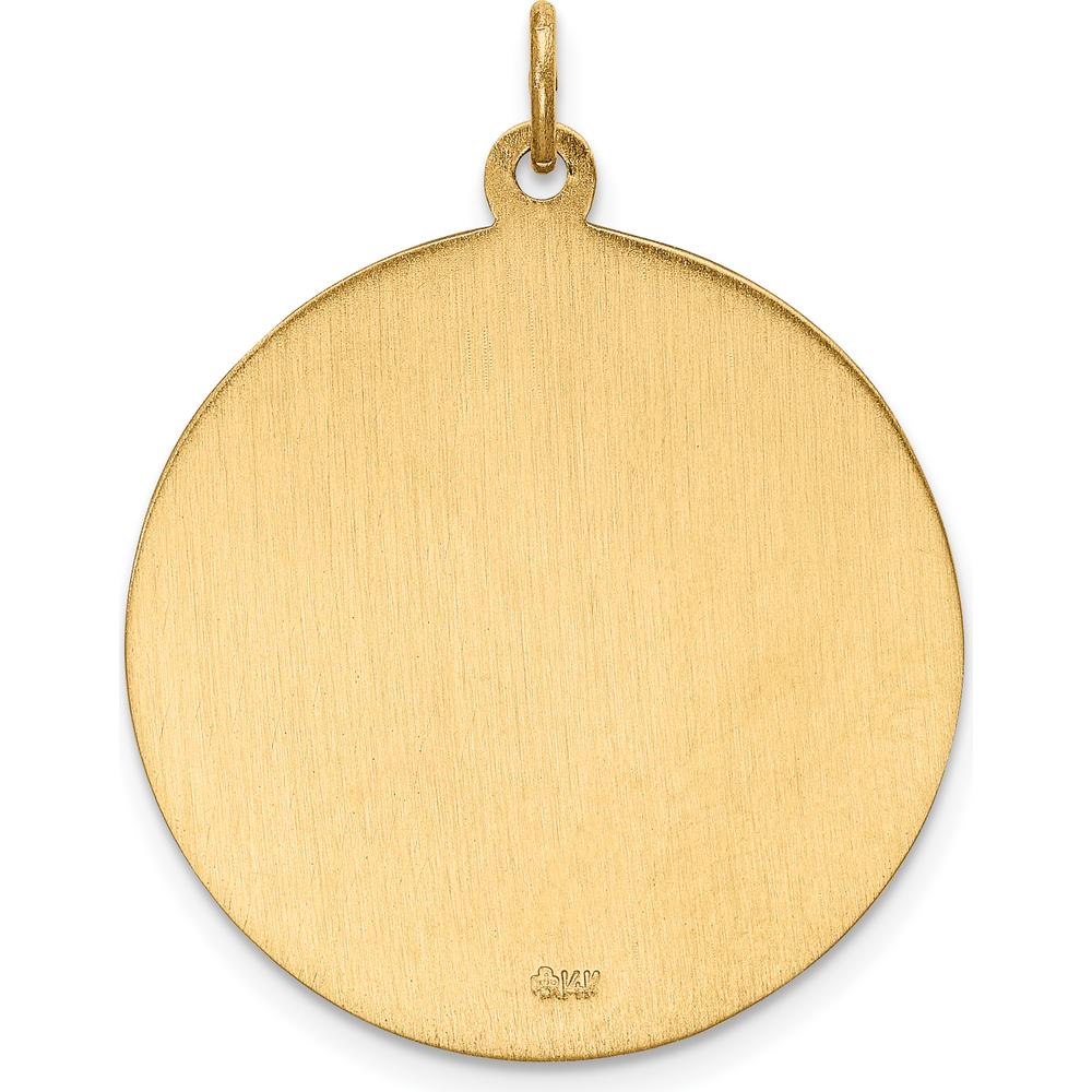 14K Yellow Gold Polished and Satin St. Christopher Medal Pendant - 31.7mm Length by Oro Pregiato