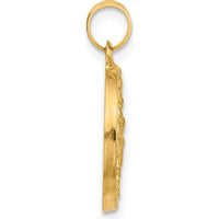 14K Yellow Gold Polished and Satin St. Christopher Medal Round Pendant by Oro Pregiato