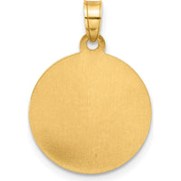 14K Yellow Gold Polished and Satin St. Christopher Medal Round Pendant by Oro Pregiato
