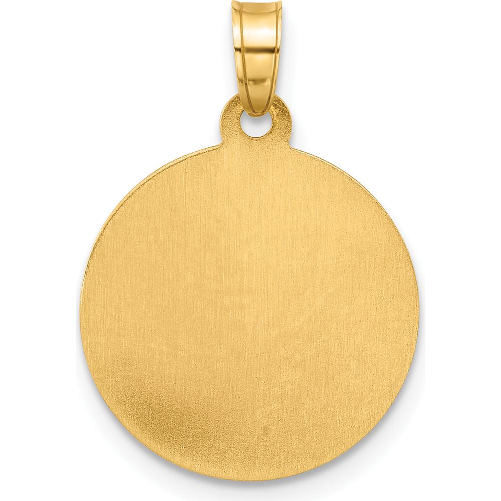 14K Yellow Gold Polished and Satin St. Christopher Medal Round Pendant by Oro Pregiato