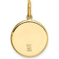 14K Yellow Gold Polished and Satin St. Christopher Round Pendant - Symbol of Protection by Oro Pregiato