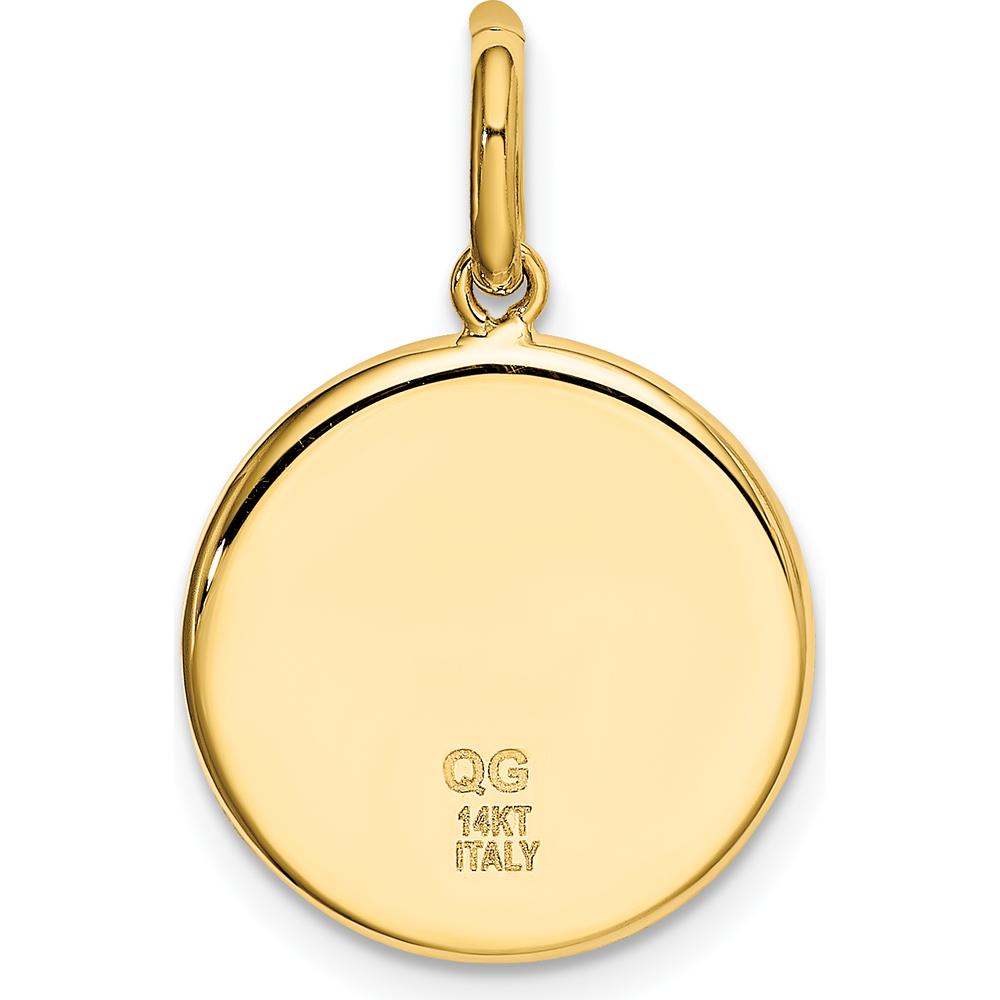 14K Yellow Gold Polished and Satin St. Christopher Round Pendant - Symbol of Protection by Oro Pregiato