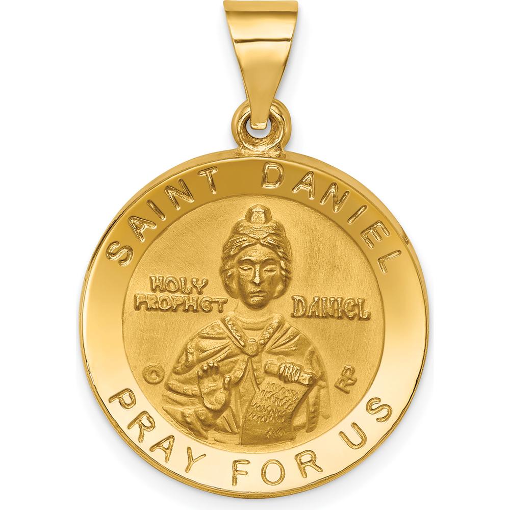 14K Yellow Gold Polished and Satin St. Daniel Medal Pendant - 21.5mm by Oro Pregiato