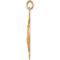 14K Yellow Gold Polished and Satin St. Florian Fire Dept. Badge Medal Pendant - Solid Design by Oro Pregiato