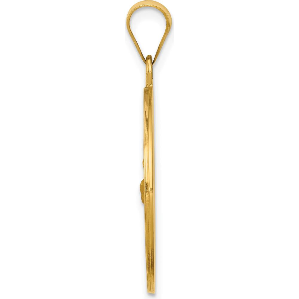 14K Yellow Gold Polished and Satin St. Francis Medal Pendant - 25.15mm x 22.5mm by Oro Pregiato