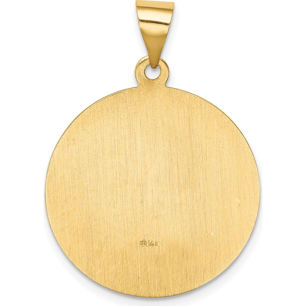 14K Yellow Gold Polished and Satin St. Francis Medal Pendant - 25.15mm x 22.5mm by Oro Pregiato