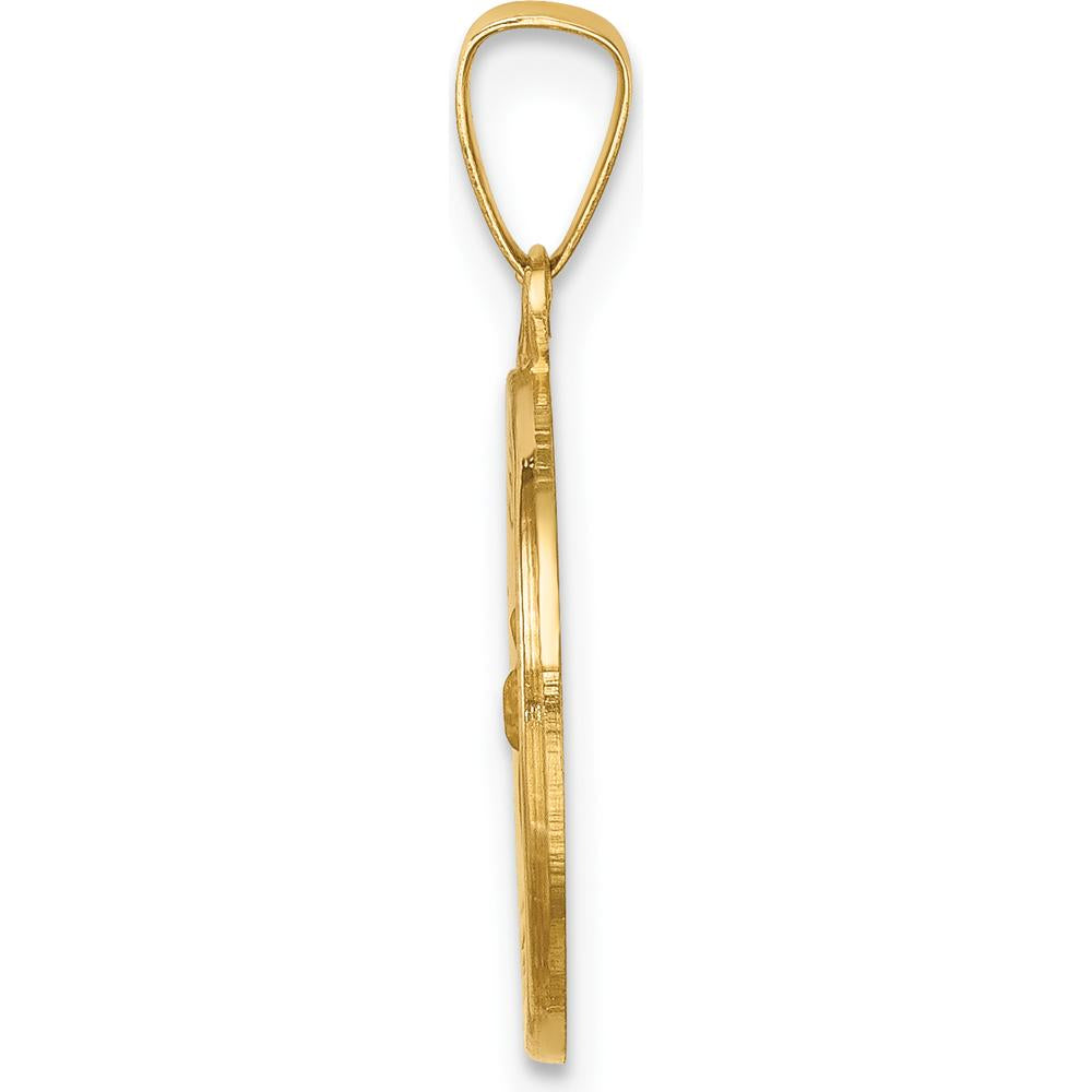 14K Yellow Gold Polished and Satin St. Francis Medal Pendant - Religious Prayer Charm by Oro Pregiato
