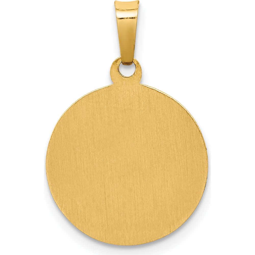 14K Yellow Gold Polished and Satin St. Francis Medal Pendant - Religious Prayer Charm by Oro Pregiato