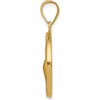 14K Yellow Gold Polished and Satin St. Francis of Assisi Medal Pendant - 26.75mm by Oro Pregiato