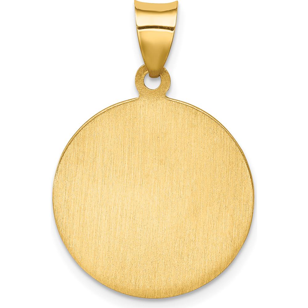 14K Yellow Gold Polished and Satin St. Francis of Assisi Medal Pendant - 26.75mm by Oro Pregiato