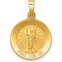 14K Yellow Gold Polished and Satin St. John the Baptist Round Pendant by Oro Pregiato