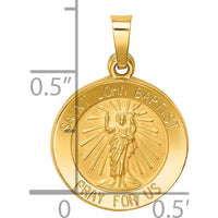 14K Yellow Gold Polished and Satin St. John the Baptist Round Pendant by Oro Pregiato