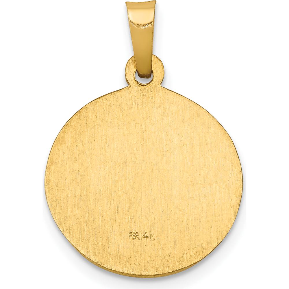 14K Yellow Gold Polished and Satin St. John the Baptist Round Pendant by Oro Pregiato