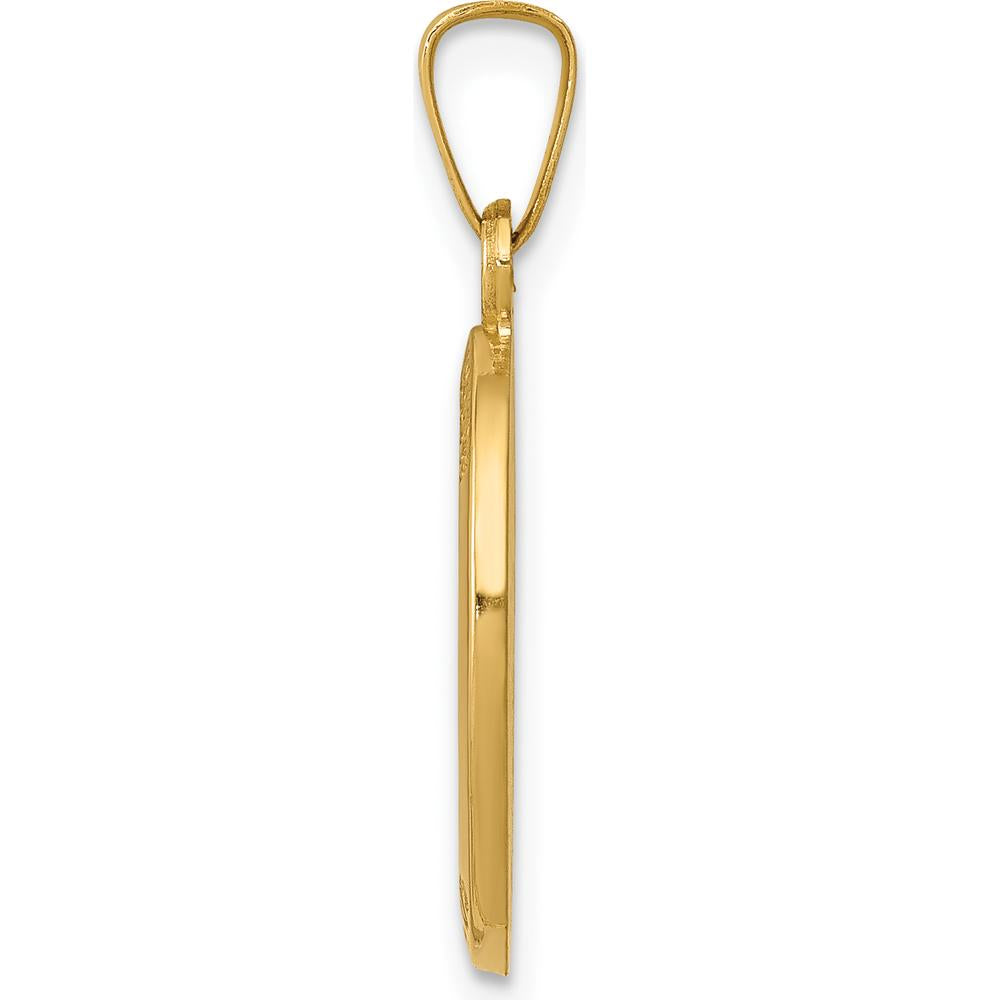 14K Yellow Gold Polished and Satin St. Joseph Medal Hollow Oval Pendant - 24.5mm Length by Oro Pregiato