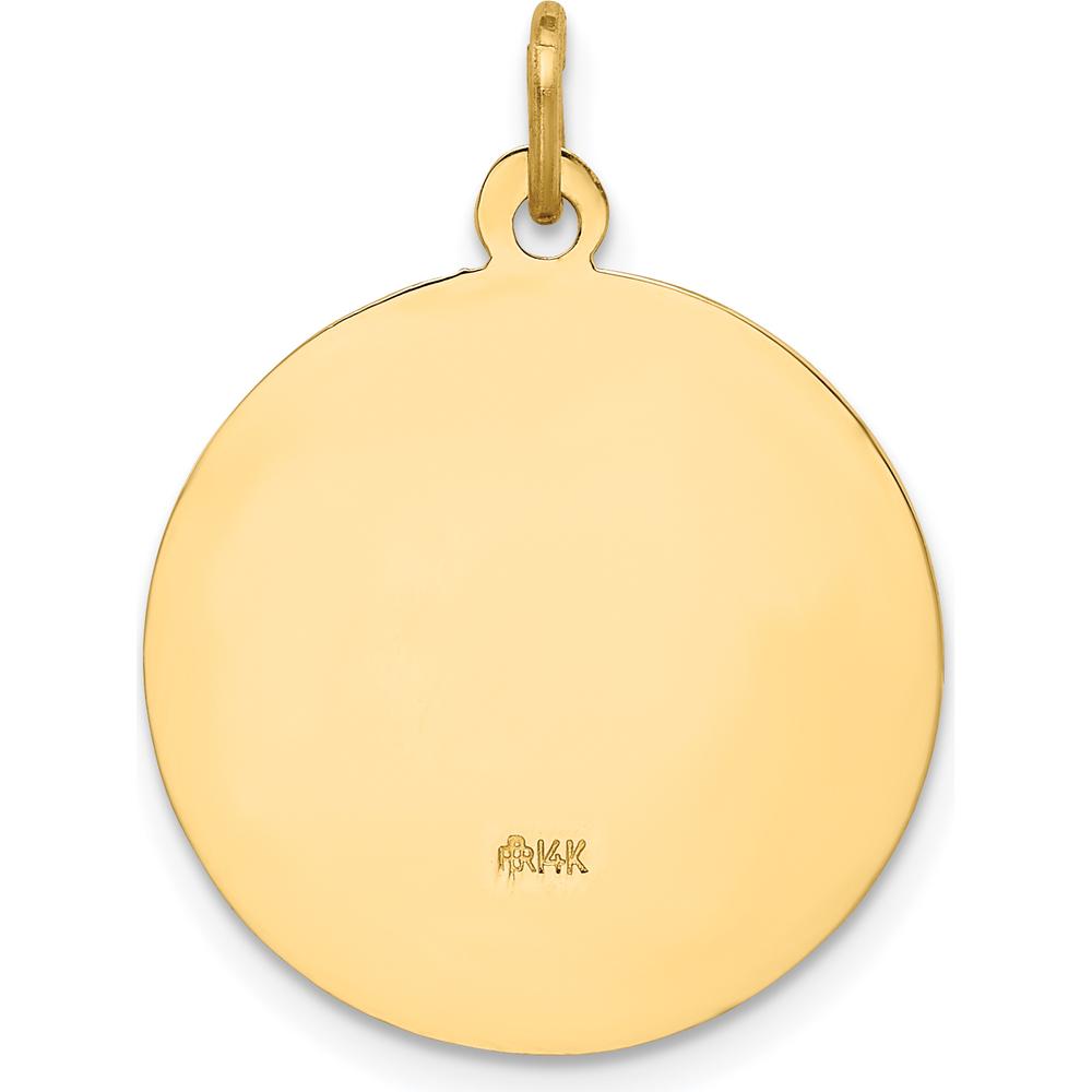 14K Yellow Gold Polished and Satin St. Joseph Medal Pendant - 25mm Length by Oro Pregiato