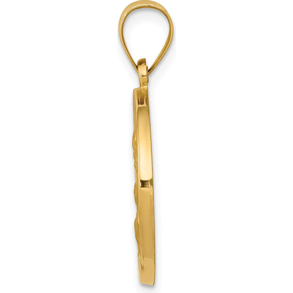 14K Yellow Gold Polished and Satin St. Joseph Medal Pendant - 27mm by Oro Pregiato