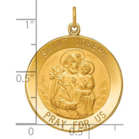 14K Yellow Gold Polished and Satin St. Joseph Medal Pendant - 31mm Length, 24mm Width by Oro Pregiato