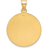 14K Yellow Gold Polished and Satin St. Joseph Medal Round Pendant - Religious Pendant by Oro Pregiato