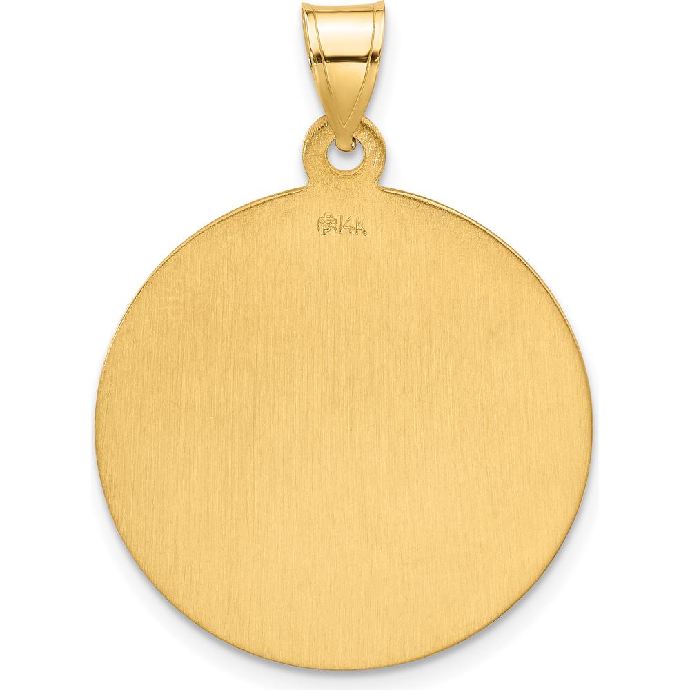 14K Yellow Gold Polished and Satin St. Joseph Medal Round Pendant - Religious Pendant by Oro Pregiato