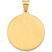 14K Yellow Gold Polished and Satin St. Joseph Round Pendant - Faith Medal with Hollow Design by Oro Pregiato