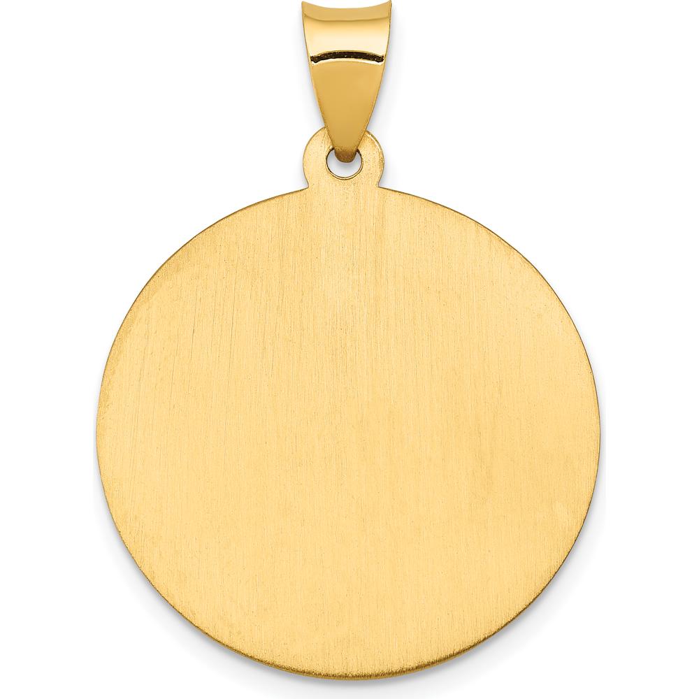 14K Yellow Gold Polished and Satin St. Joseph Round Pendant - Faith Medal with Hollow Design by Oro Pregiato