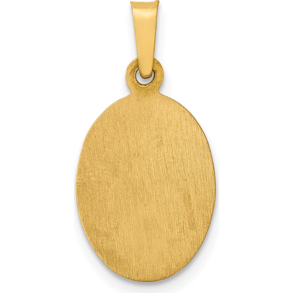 14K Yellow Gold Polished and Satin St. Jude Thaddeus Medal Oval Pendant - 22mm in Length by Oro Pregiato