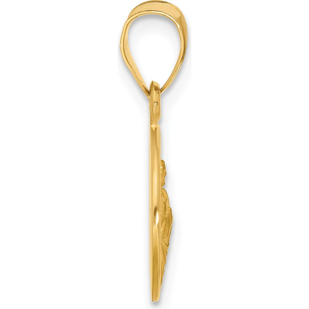 14K Yellow Gold Polished and Satin St. Jude Thaddeus Medal Round Charm - 21.2mm Length by Oro Pregiato